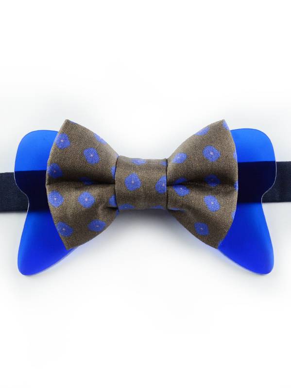 Papillon Floreale con Plexiglass Blu - Papillon Italiano - handmade - made in italy - moda uomo - shop online - fatto a mano - Papillon in Seta 0084