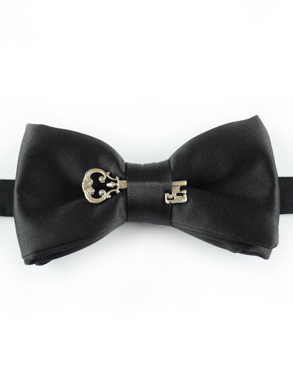 Papillon Nero con Chiave in Argento - Papillon Italiano handmade - made in italy - moda uomo - shop online - fatto a mano - accessorio uomo - Luxury Edition - Bow Ties 0098